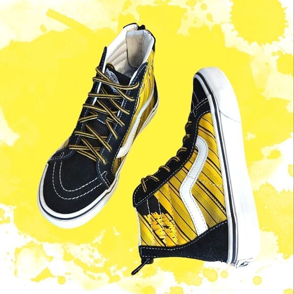 VANS Black Yellow Racer Edge SK8-HI Suede Zip Sneakers Youth Size 2 - Picture 1 of 17